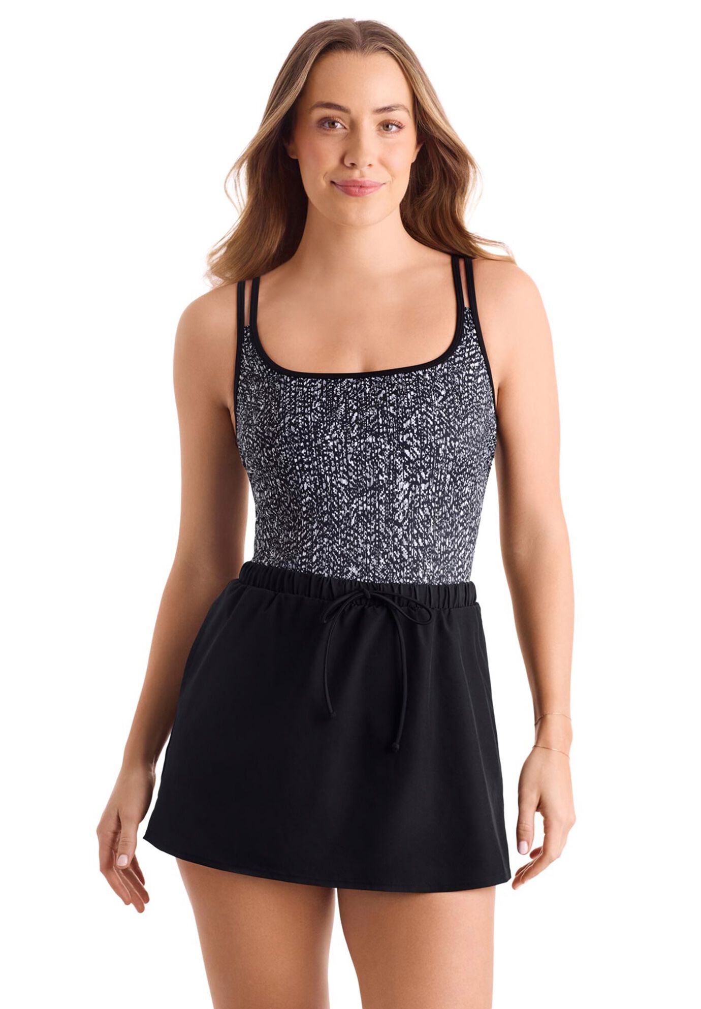 Skirted One Piece Runaround, PIXEL TWILIGHT, on-hover image number 1
