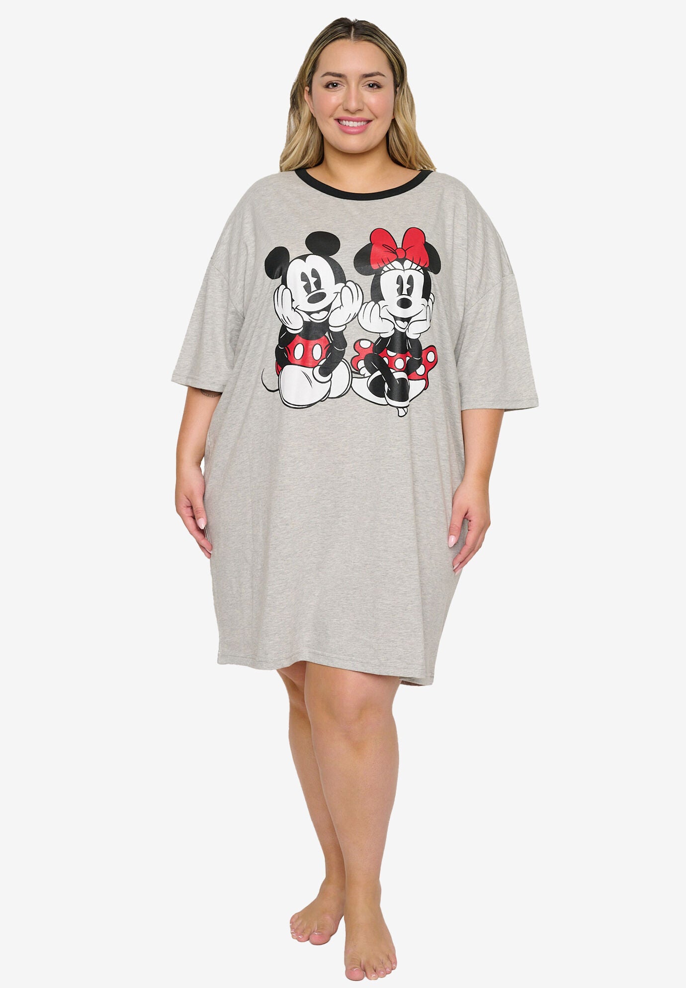 Disney Mickey Minnie Mouse Sleep Shirt Pajamas Grey Avenue