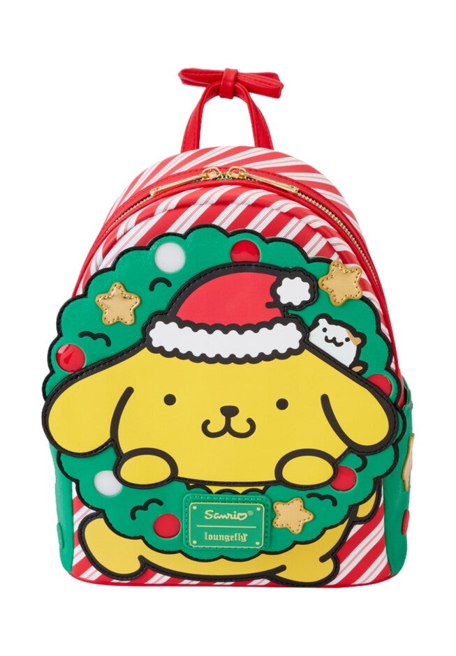 Loungefly x Sanrio Pompompurin Santa Hat Light Up Mini Backpack, RED, hi-res image number 0