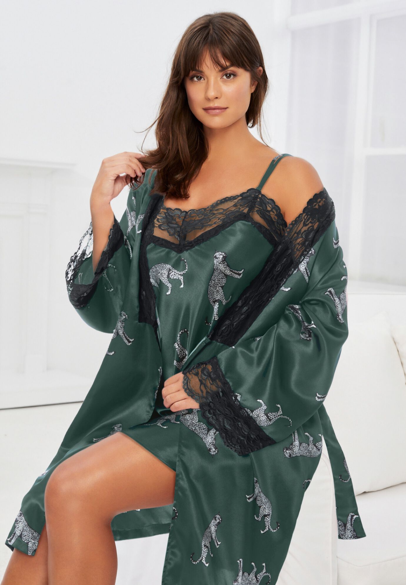 The Luxe Satin Short Peignoir Set Avenue