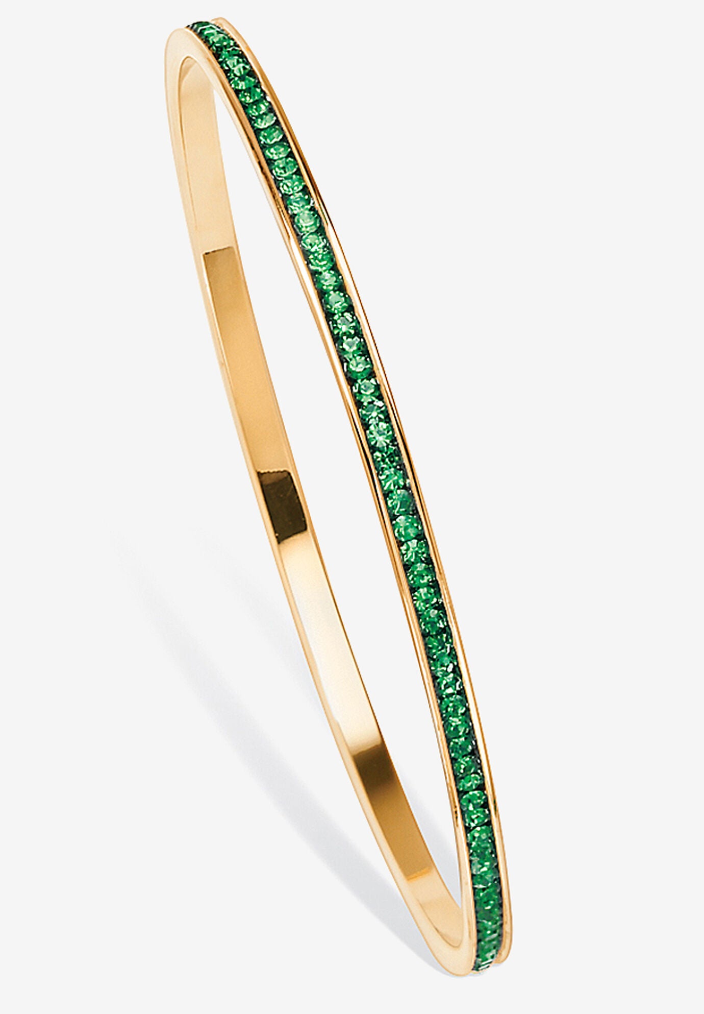 Gold Tone Stackable Eternity Bangle Bracelet Birthstones 7.5 inches, MAY, hi-res image number 0