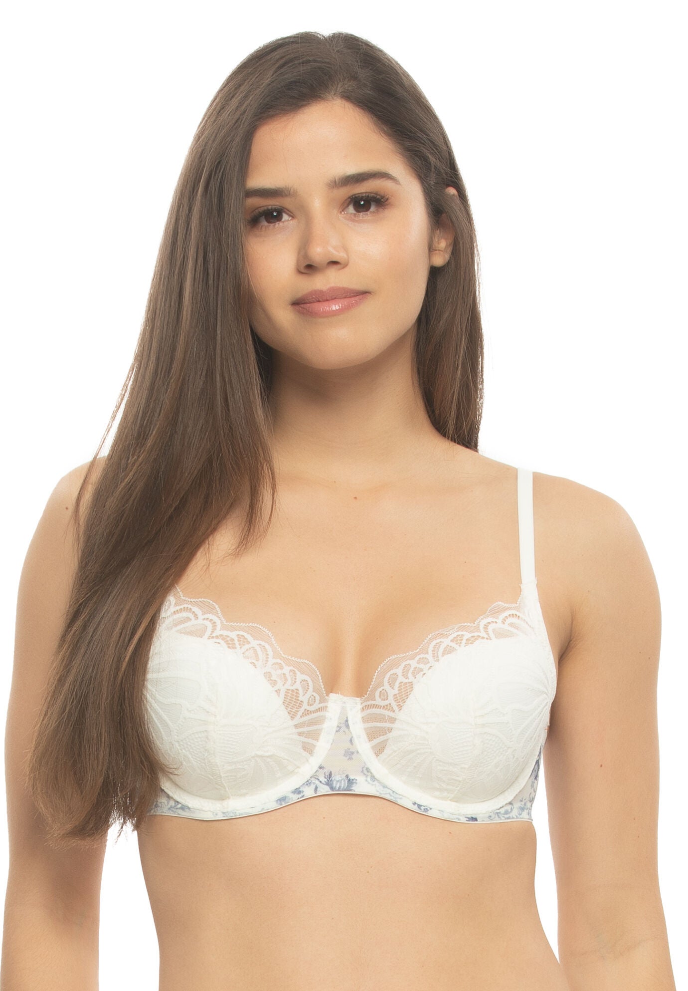 Tempting Plush All Over Lace Underwire Bra, PORCELAIN GRDN  PNG, hi-res image number 0