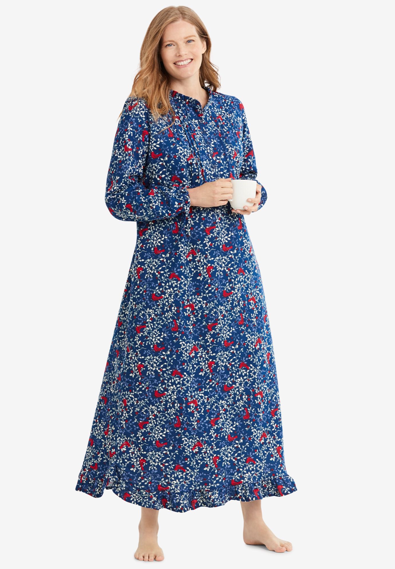 Long sleeve long flannel nightgown on sale