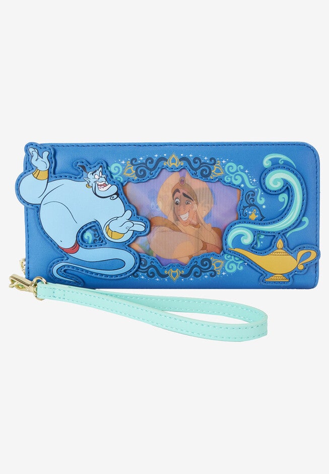 Loungefly X Disney Aladdin Jasmine Lentincular Zip Around Wallet Wristlet Wallet, BLUE, hi-res image number null