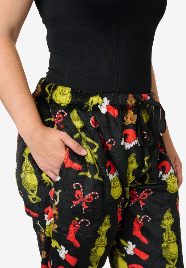Grinch Christmas Plush Pajama Pants, , alternate image number 3