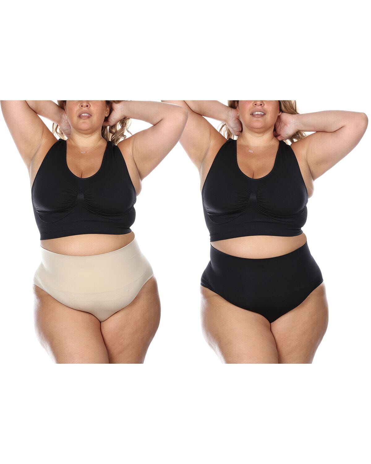 2 Pair Women's Full Coverage High Waisted Shaping Briefs, NUDE BLACK, alternate image number 4