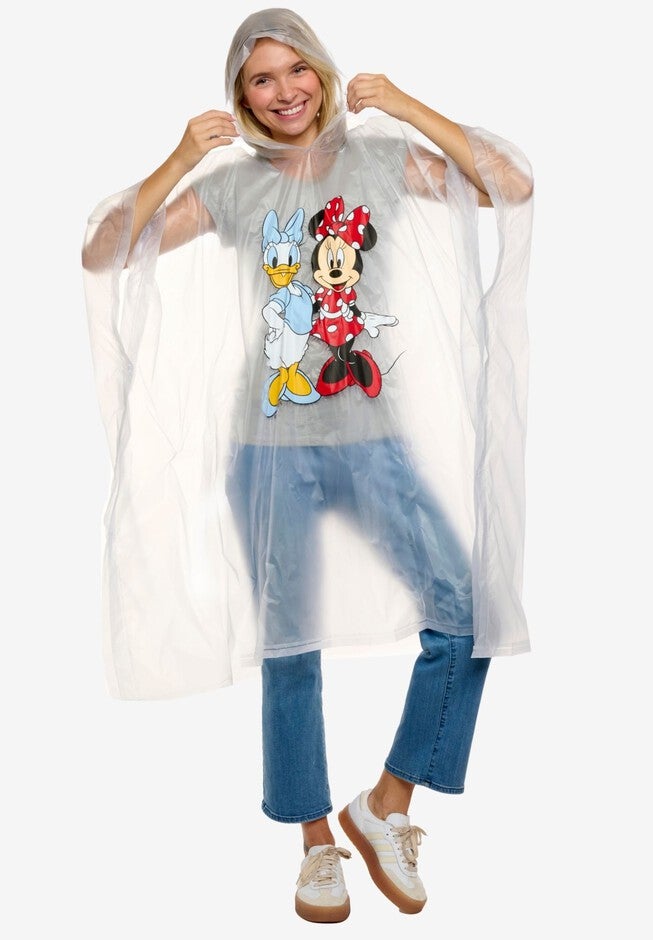 Womens Disney Minnie Mouse & Daisy Duck Rain Poncho, WHITE, alternate image number null