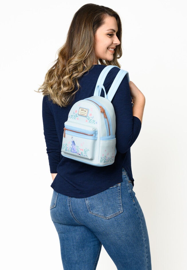Loungefly X Disney Eeyore Mini Backpack Handbag Floral Light Blue, , on-hover image number 1