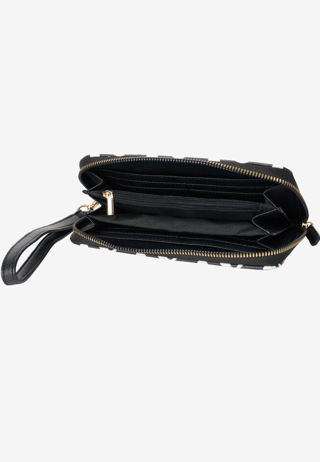 Women'S Mickey & Minnie Icons Black Zip Around Wallet All-Over Print Wristlet, , alternate image number null