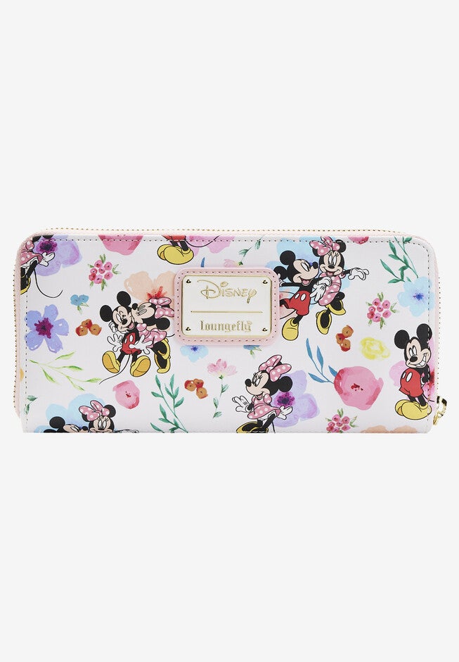 Loungefly X Disney Women'S Mickey & Minnie Mouse Floral Zip Around Wallet, MULTI, hi-res image number 0