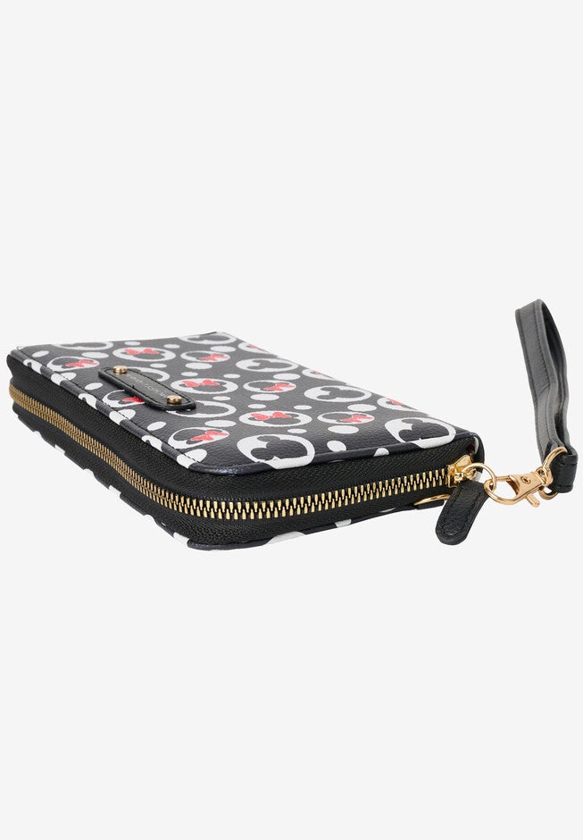 Women'S Mickey & Minnie Icons Black Zip Around Wallet All-Over Print Wristlet, , alternate image number null