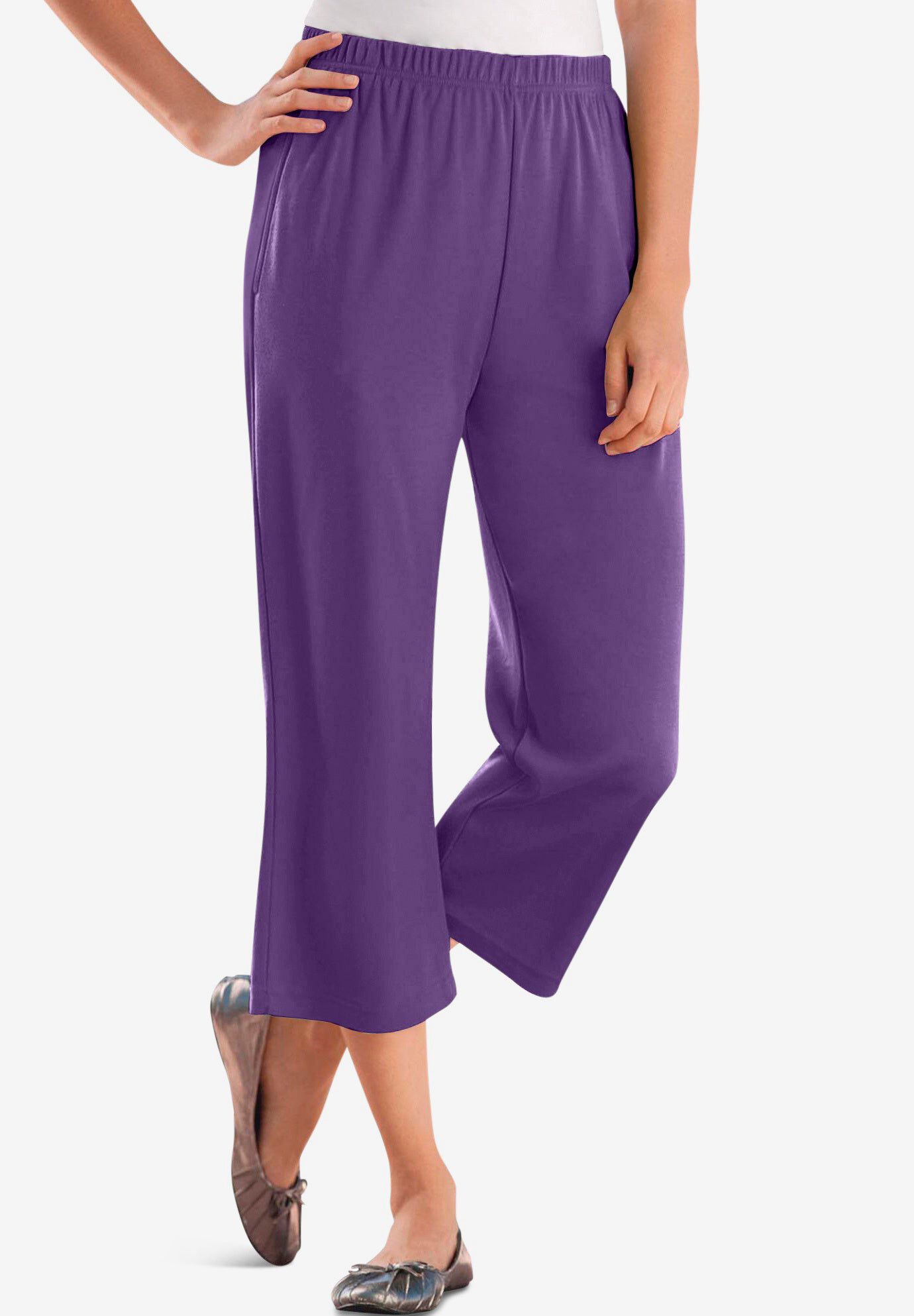 7-Day Elastic-Waist Stretchy Knit Capri