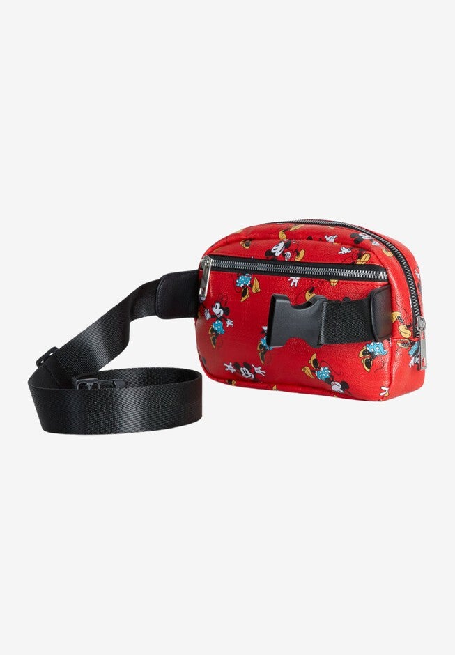 Disney Mickey & Minnie Mouse Belt Bag Crossbody Zippered All Over Print Faux Leather, , alternate image number 6