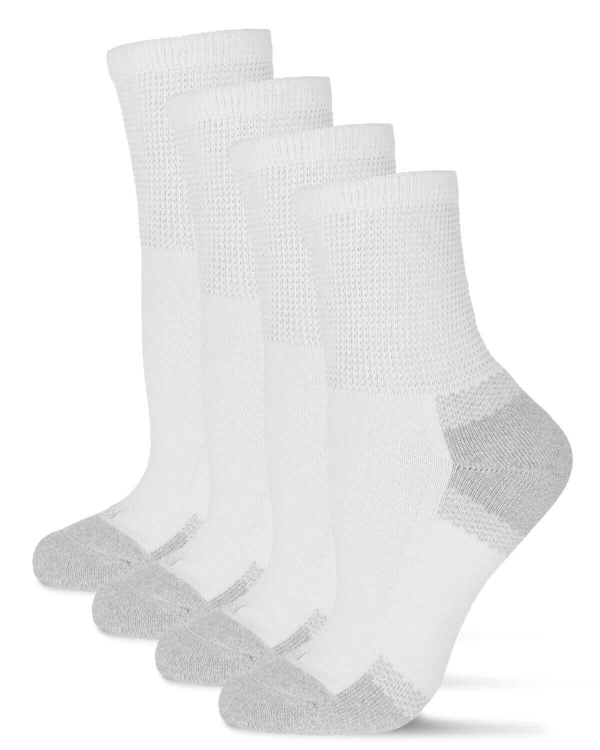 2 Pair Pack Unisex Diabetic Half Cushion Quarter Socks, WHITE WHITE, alternate image number 3