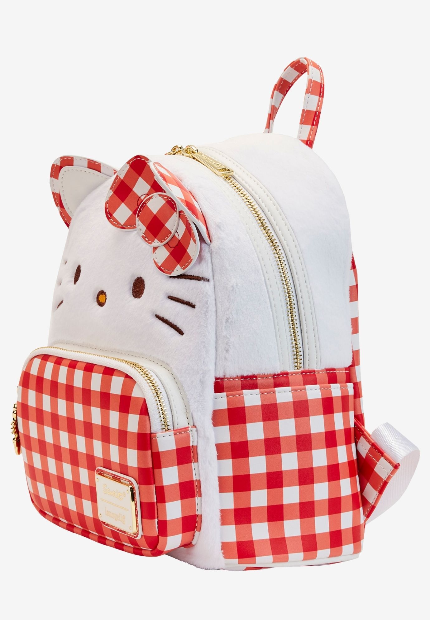 Loungefly x Sanrio Hello Kitty Mini Backpack Handbag Gingham White Red, WHITE, alternate image number 3