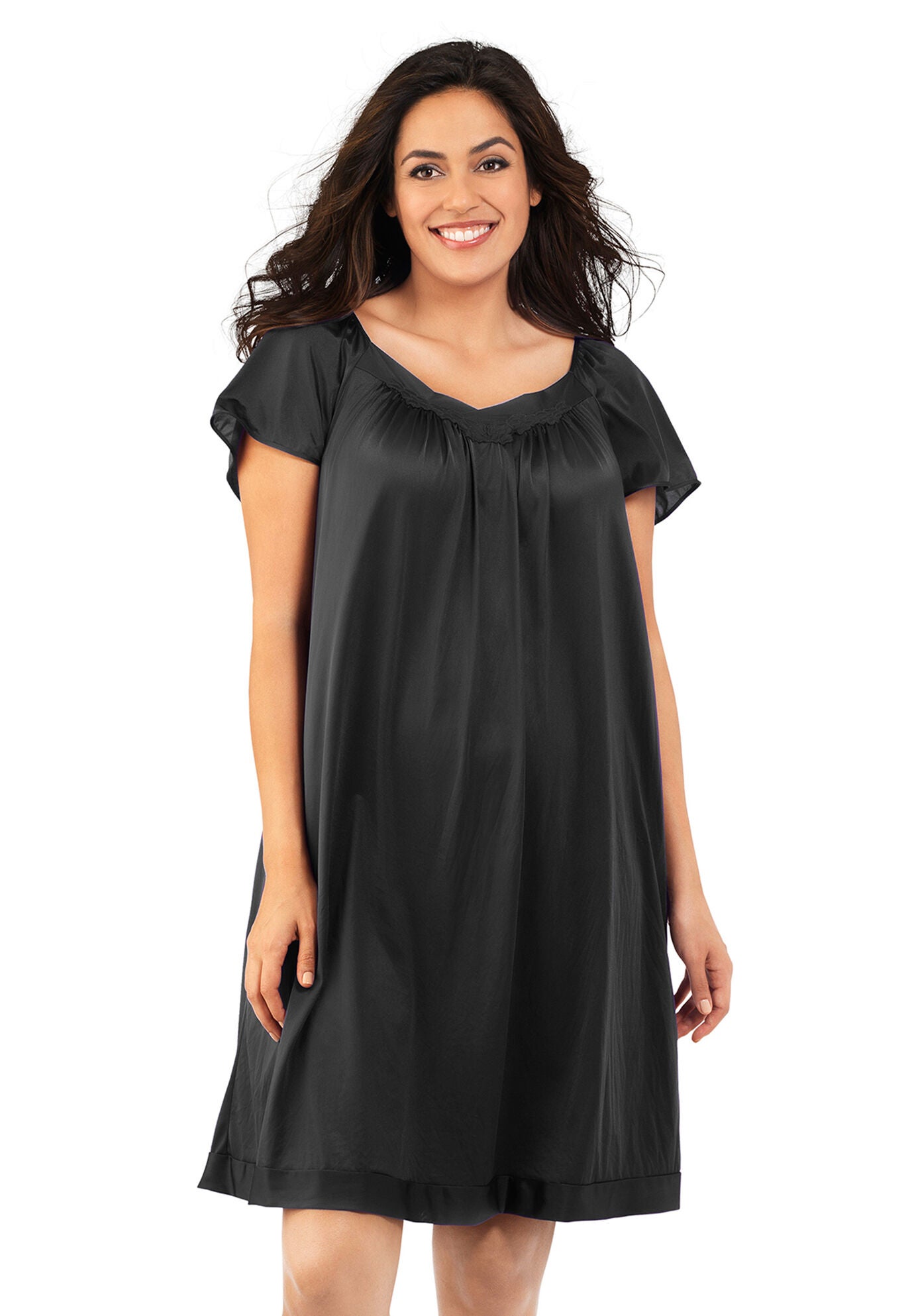 Exquisite Form&reg;&nbsp;Flutter Sleeve Sleep Gown, MIDNIGHT BLACK, hi-res image number 0