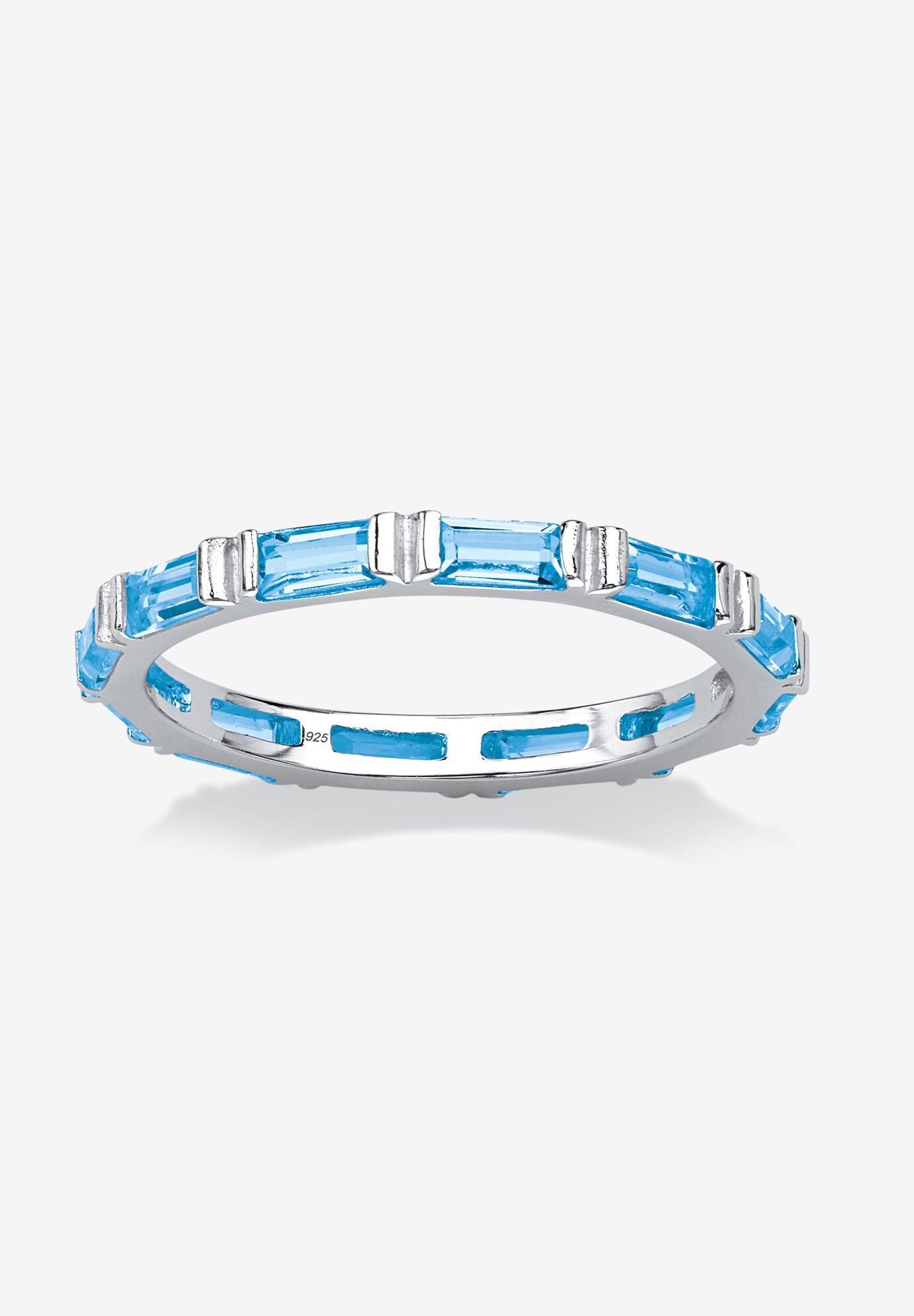 Sterling Silver Simulated Birthstone Eternity Ring, MARCH, hi-res image number 0