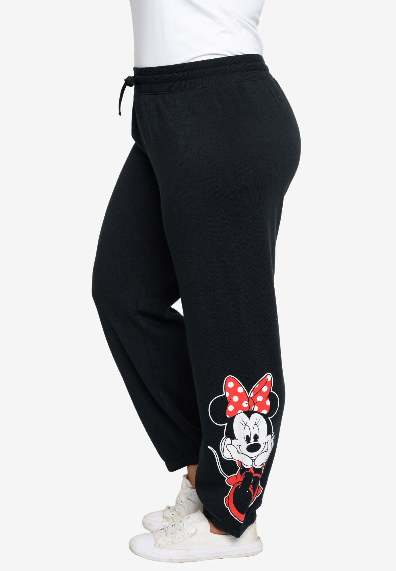 Minnie Mouse Fleece Jogger Pants Elastic Cuff Black, BLACK, hi-res image number 0