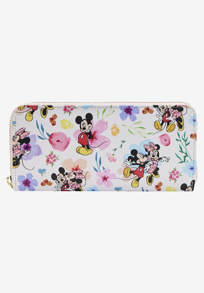 Loungefly X Disney Women'S Mickey & Minnie Mouse Floral Zip Around Wallet, , alternate image number 3
