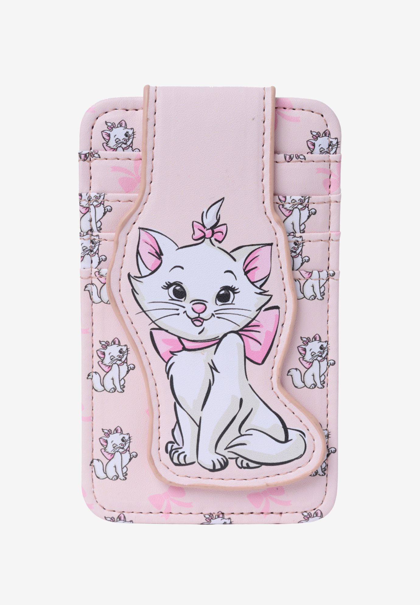 Disney Aristocats Marie Cat Card Holder Wallet Snap Pink Bow Faux Leather Cute, PINK, hi-res image number 0
