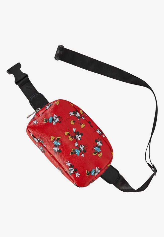 Disney Mickey & Minnie Mouse Belt Bag Crossbody Zippered All Over Print Faux Leather, , alternate image number 5