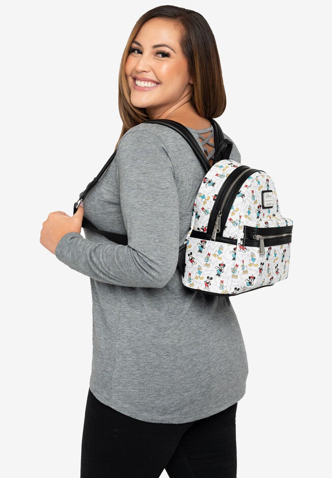 Loungefly x Disney Mickey Minnie Donald Daisy Mini Backpack Handbag White, , alternate image number 5
