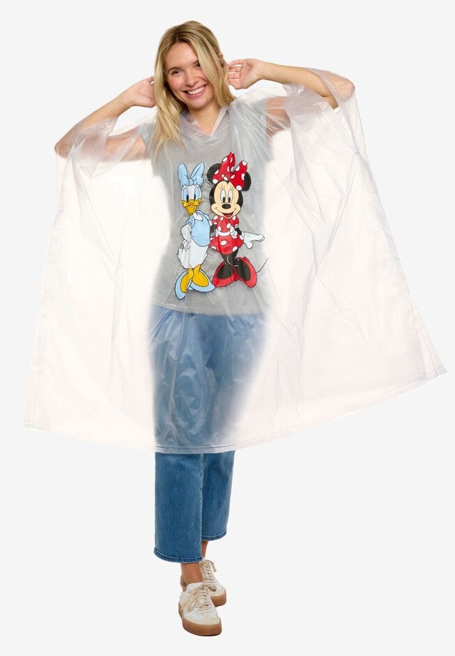 Womens Disney Minnie Mouse & Daisy Duck Rain Poncho, WHITE, alternate image number null