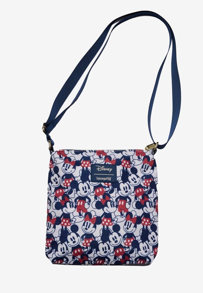 Loungefly x Disney Mickey & Minnie Mouse Passport Crossbody Bag All-Over Print, BEIGE, alternate image number null