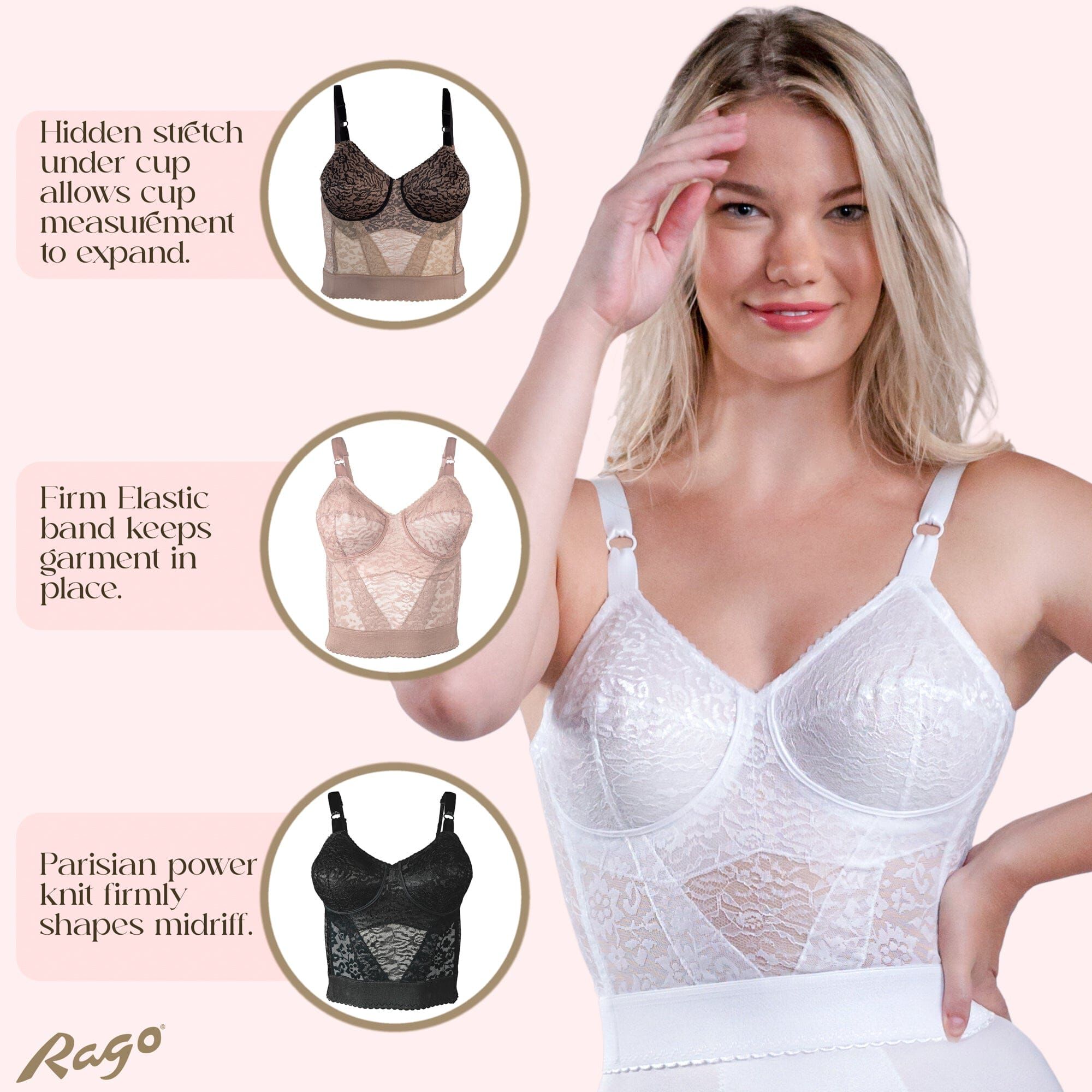 Expandable Cups Longline Bra, WHITE, alternate image number 5
