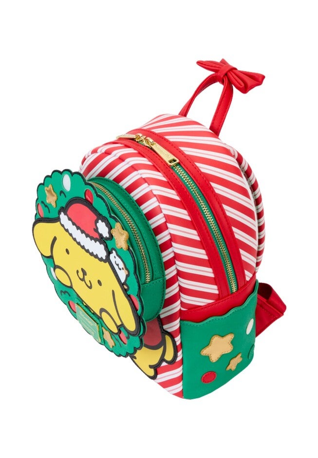 Loungefly x Sanrio Pompompurin Santa Hat Light Up Mini Backpack, RED, alternate image number 3