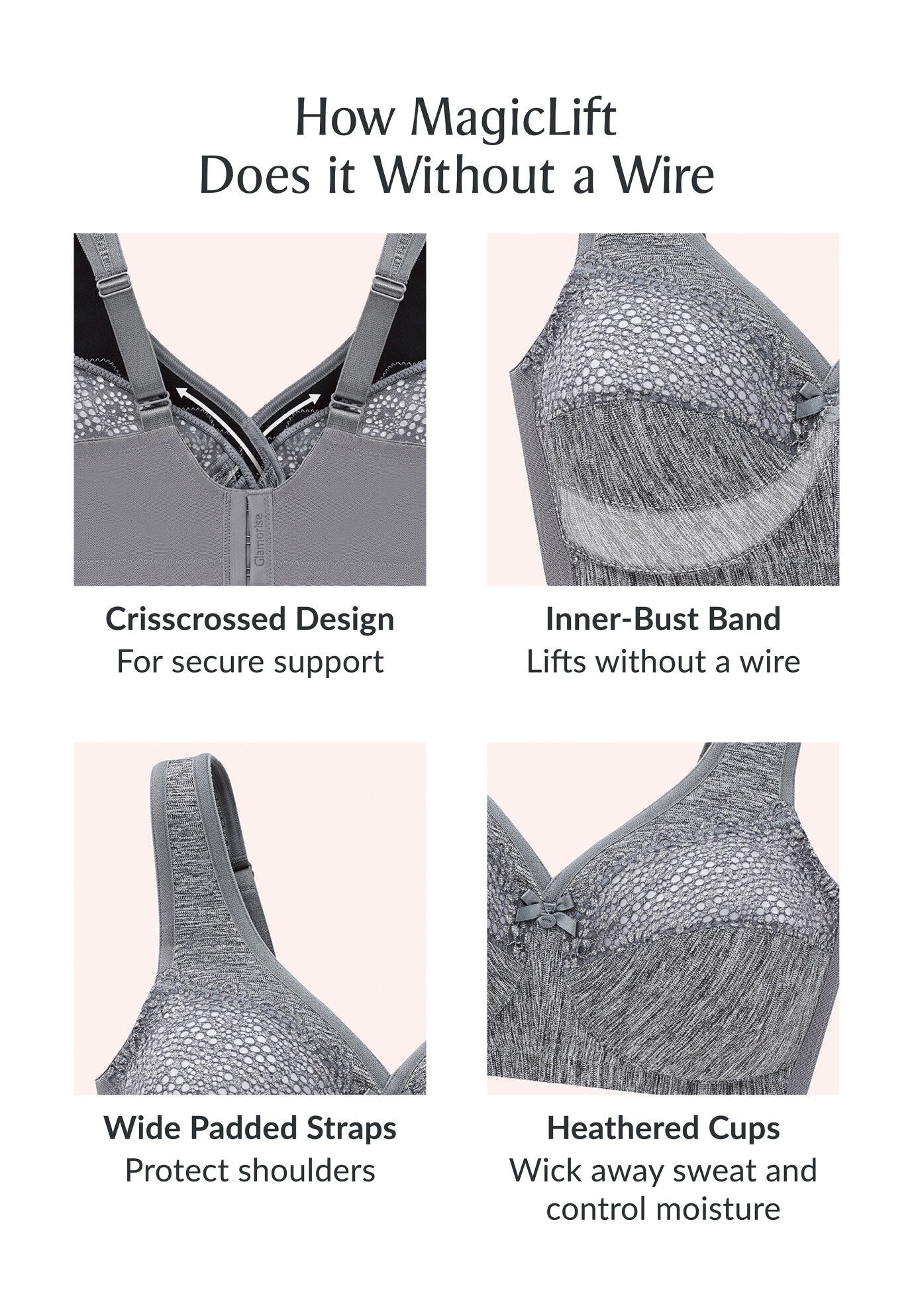 Full Figure Plus Size Magiclift Moisture Control Bra Wirefree #1064 Bra, , alternate image number 3