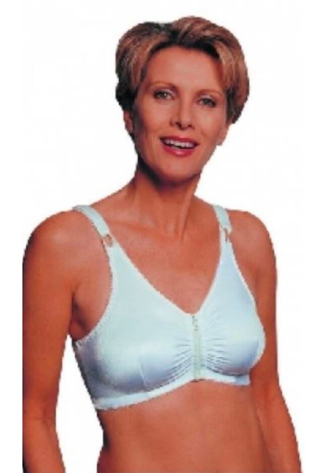 Zip-Front-Ease Bra, WHITE, hi-res image number 0