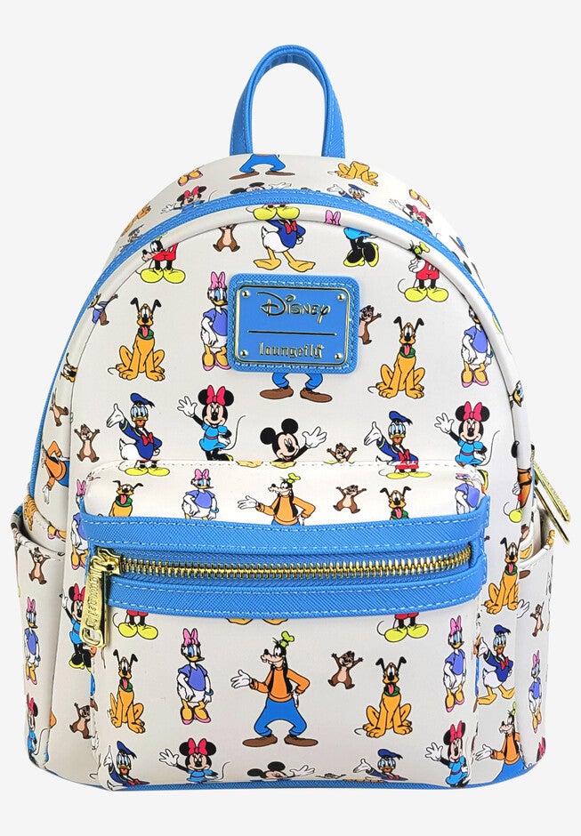 Loungefly X Disney Mickey & Friends Waving Mini Backpack Handbag White, WHITE, hi-res image number 0