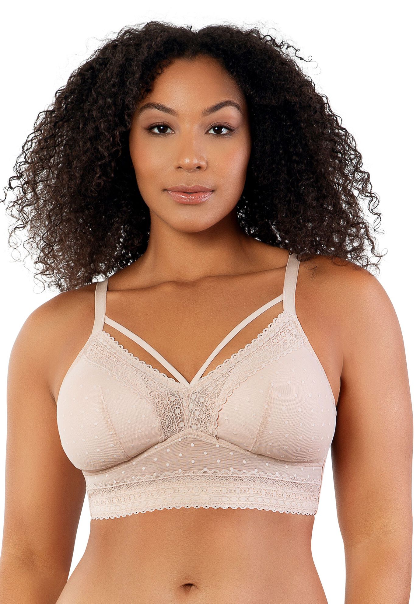 Mia Dot Wire-Free Padded Mesh Bralette, CAMEO ROSE, hi-res image number 0