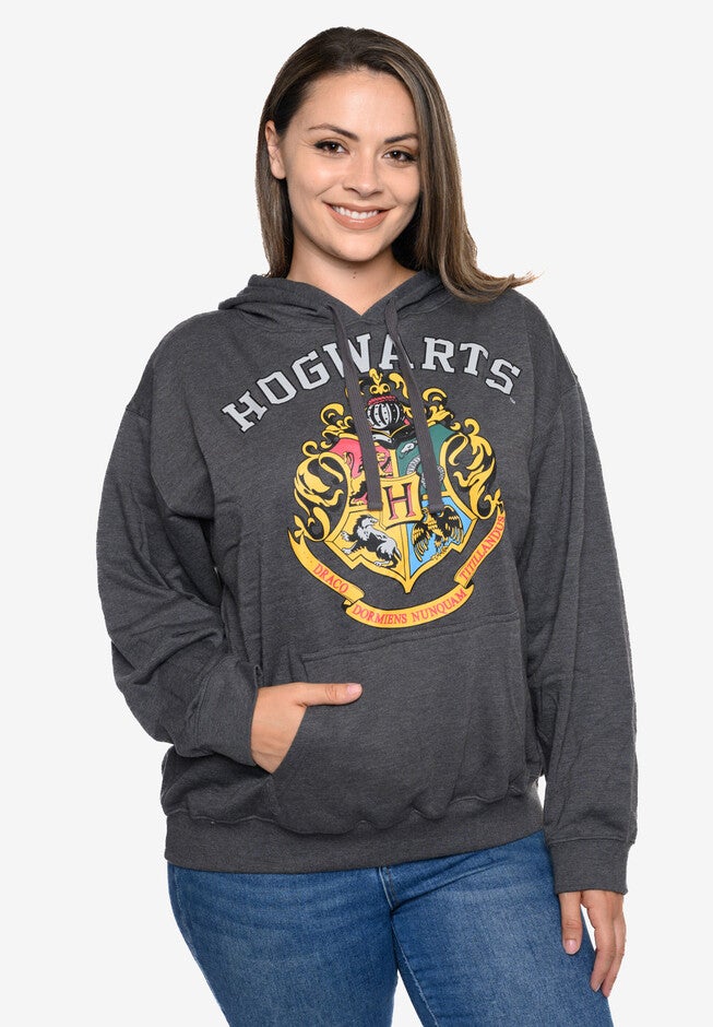 Harry Potter Hoodie Sweatshirt Hogwarts Crest Wizards, CHARCOAL, hi-res image number null