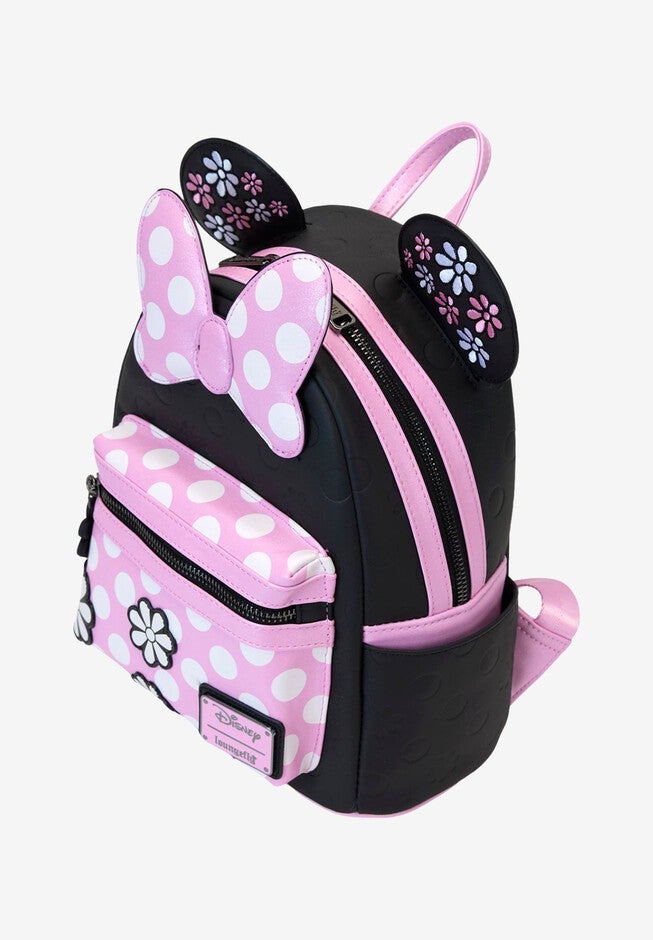Loungefly x Disney Minnie Mouse Mini Backpack Floral Rock The Dots, BLACK, alternate image number null