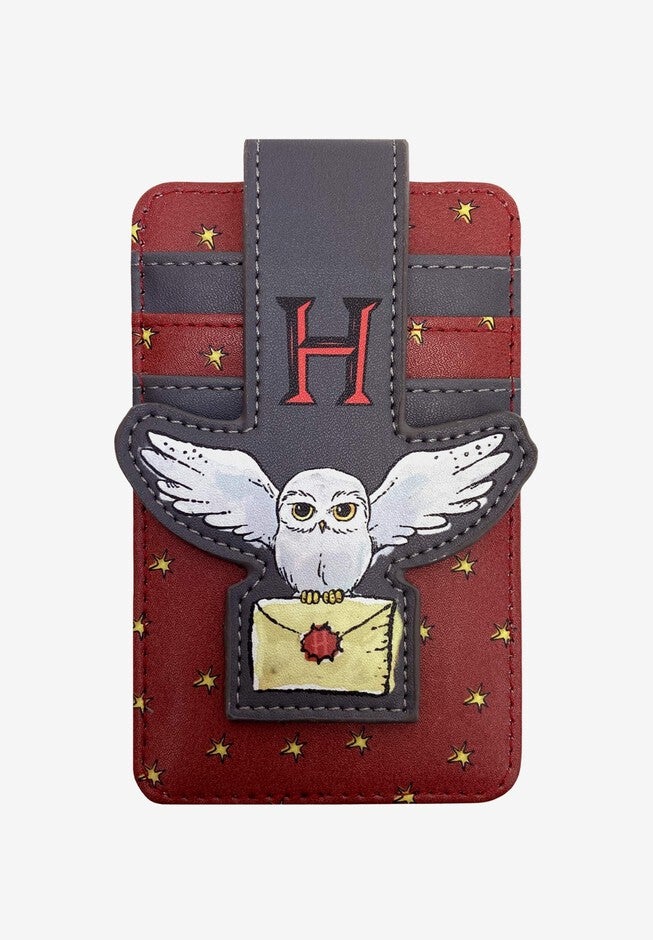 Harry Potter Hedwig Owl Card Holder Wallet Button Snap Closure, RED, hi-res image number 0