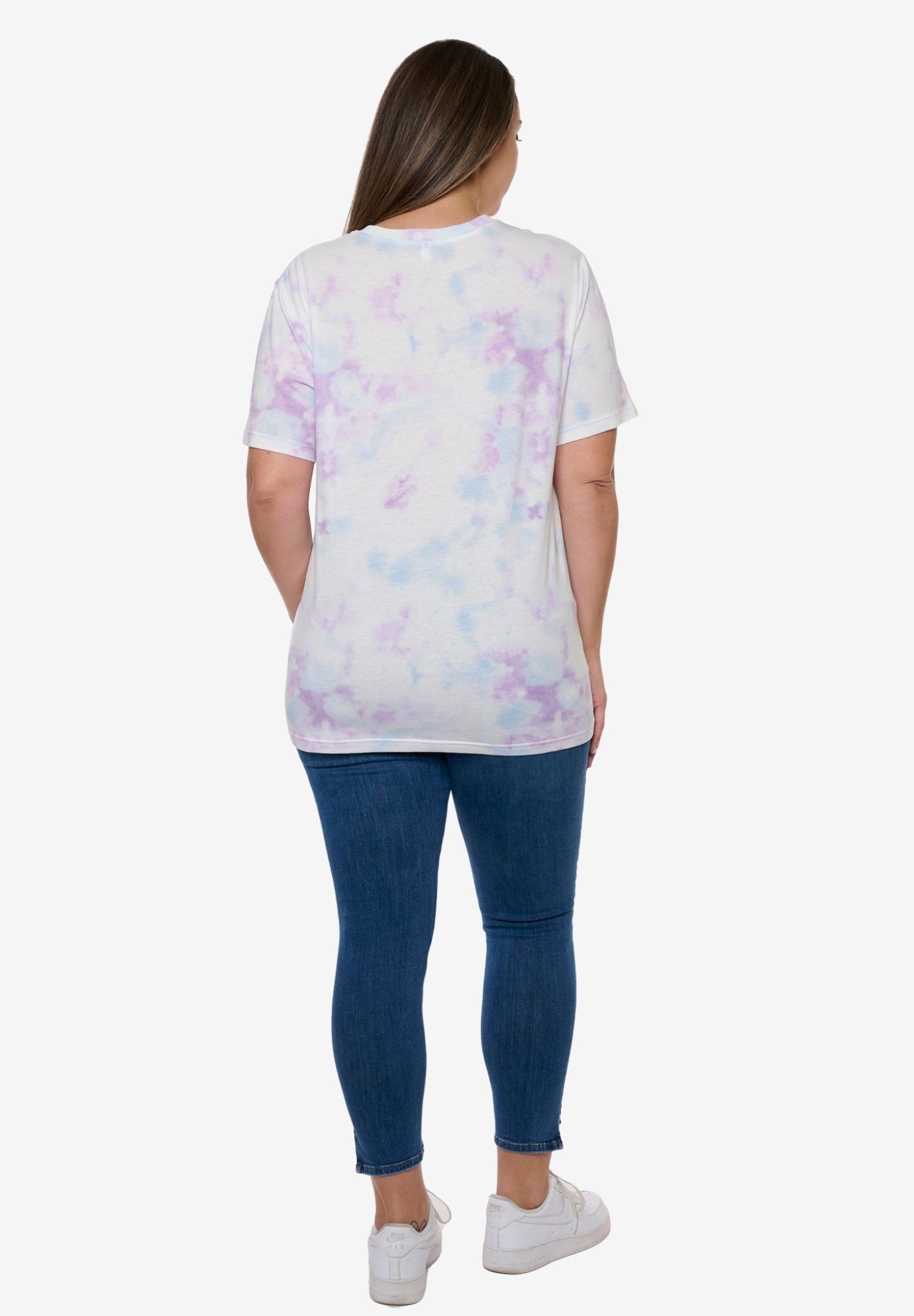 Women's Disney Stitch T-Shirt  Tie Dye Print PastelShort Sleeve White, PINK, on-hover image number 1