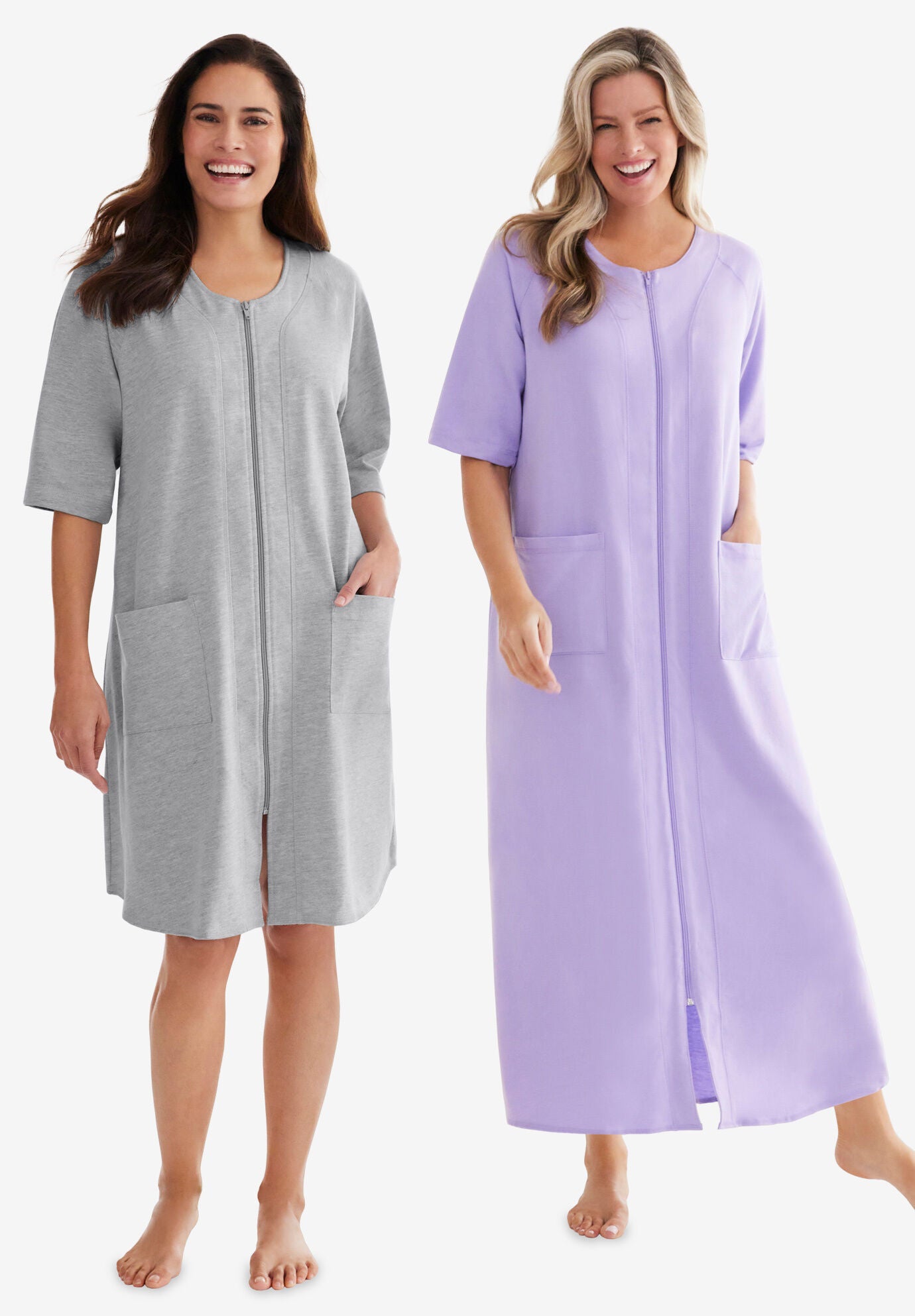 Zip front robe short sleeve cheap