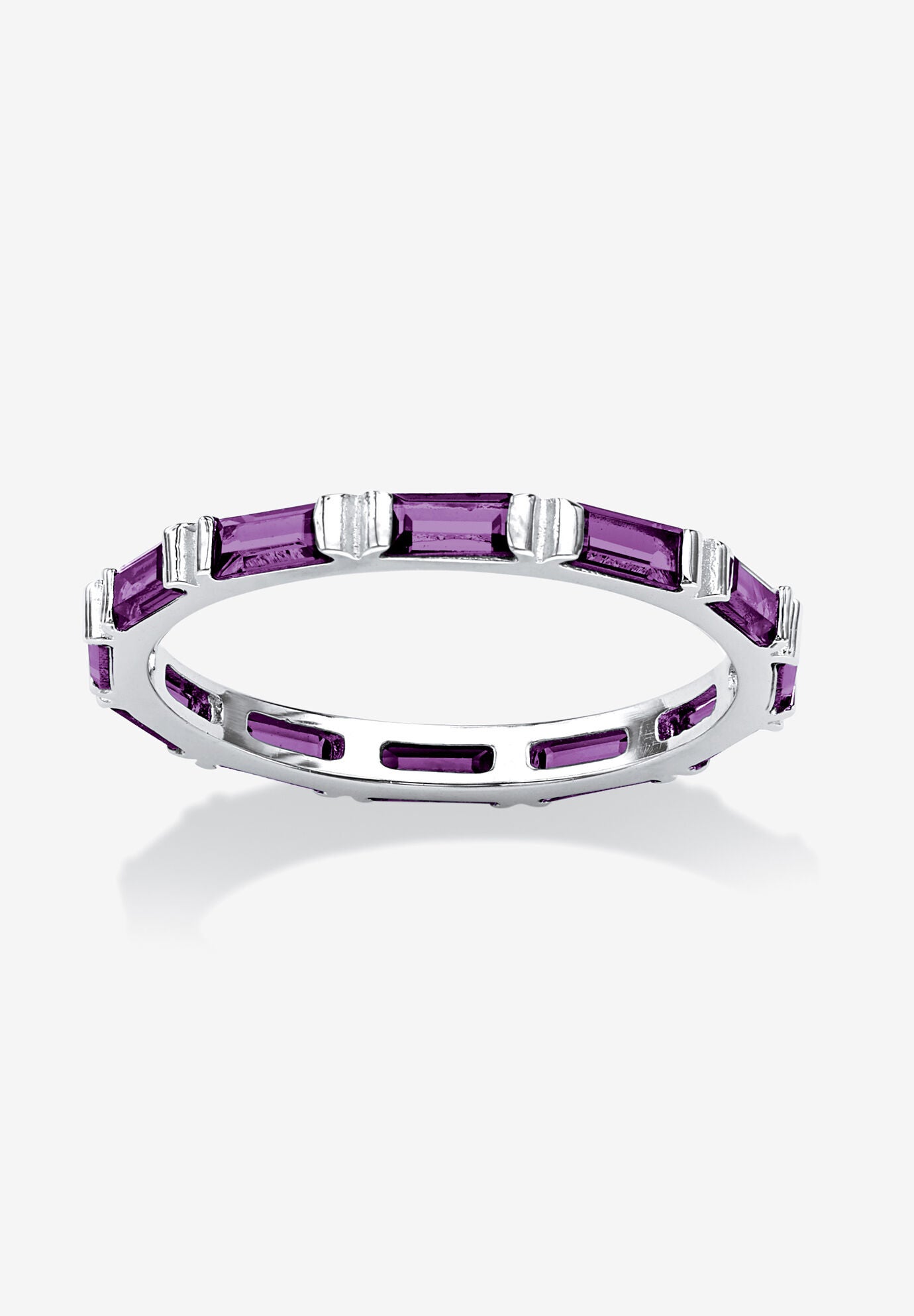 Sterling Silver Simulated Birthstone Eternity Ring, FEBRUARY, hi-res image number 0