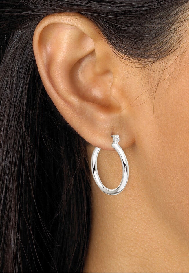 Sterling Silver 3 pair set Hoop Earrings (28mm), , alternate image number 4