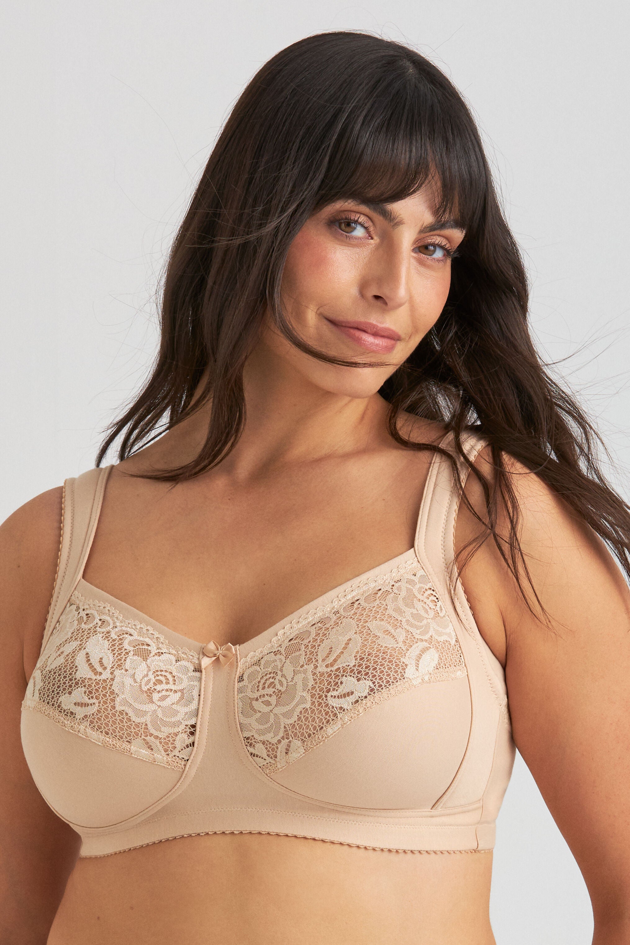 Lovely Lace Support Bra, BEIGE, hi-res image number 0