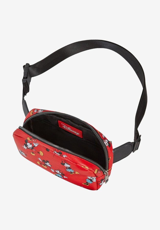 Disney Mickey & Minnie Mouse Belt Bag Crossbody Zippered All Over Print Faux Leather, , alternate image number 4