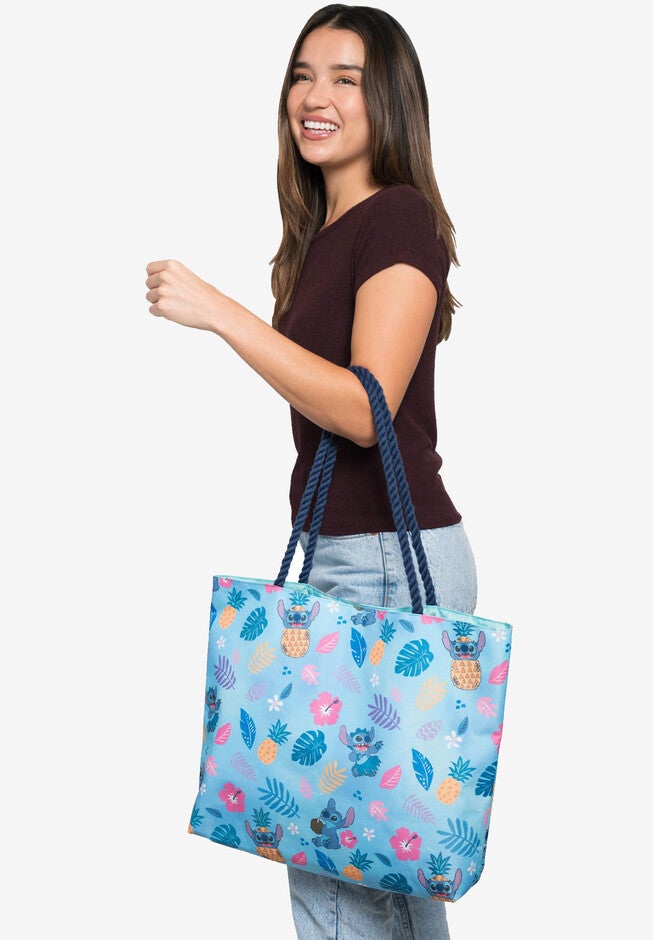 Disney Stitch Travel Rope Tote Bag Carry-On Blue All-Over Print, , alternate image number 4