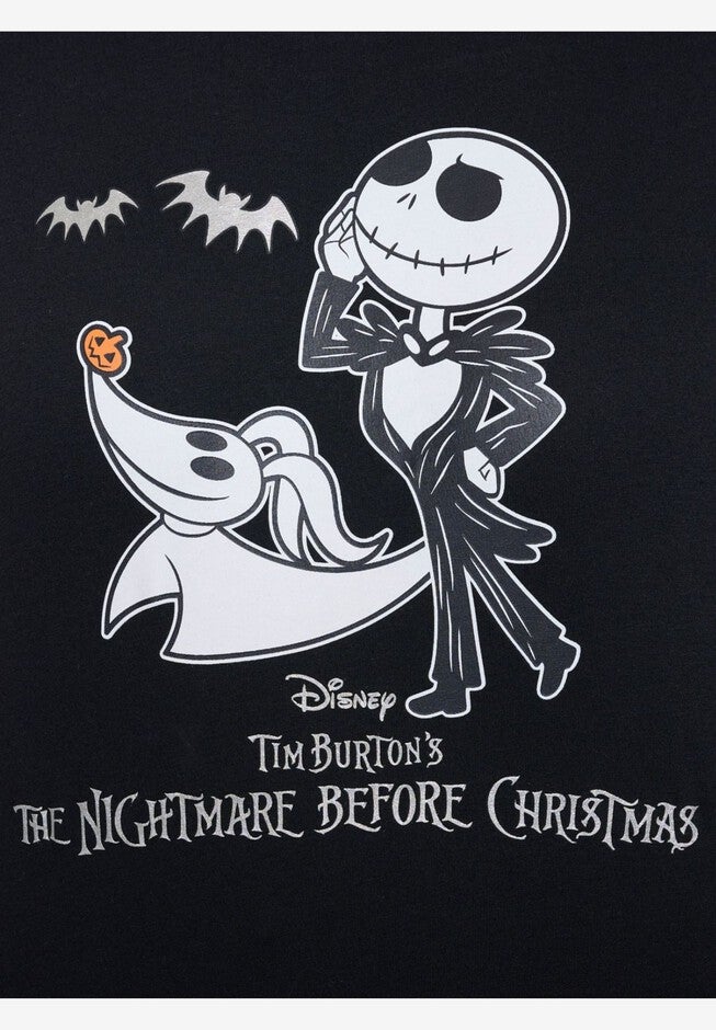 Women's Disney Nightmare Before Christmas Jack Skellington & Zero T-Shirt Black, BLACK, alternate image number null