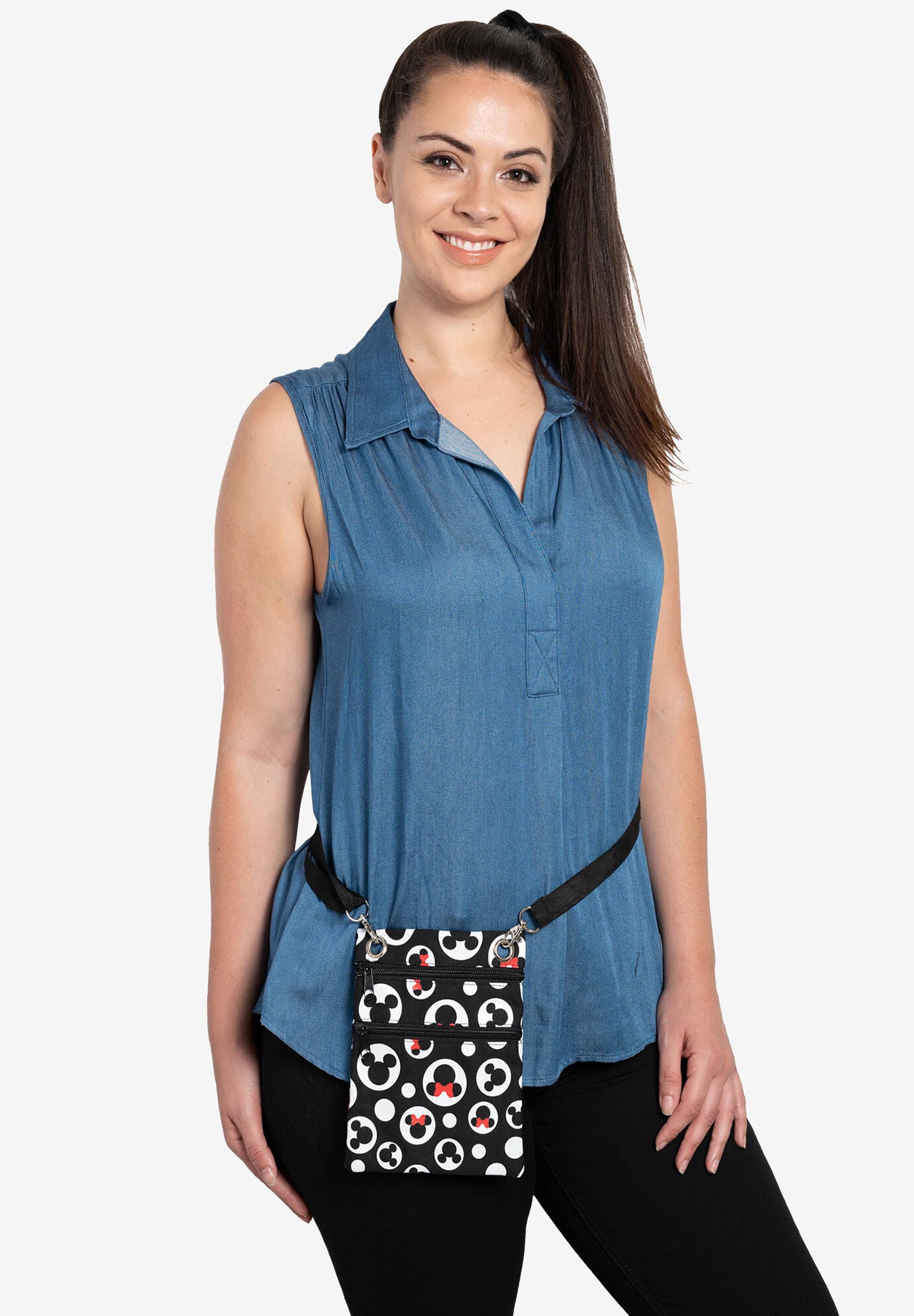 Disney Mickey & Minnie Mouse Passport Bag All-Over Print Travel Crossbody Purse, , alternate image number 5