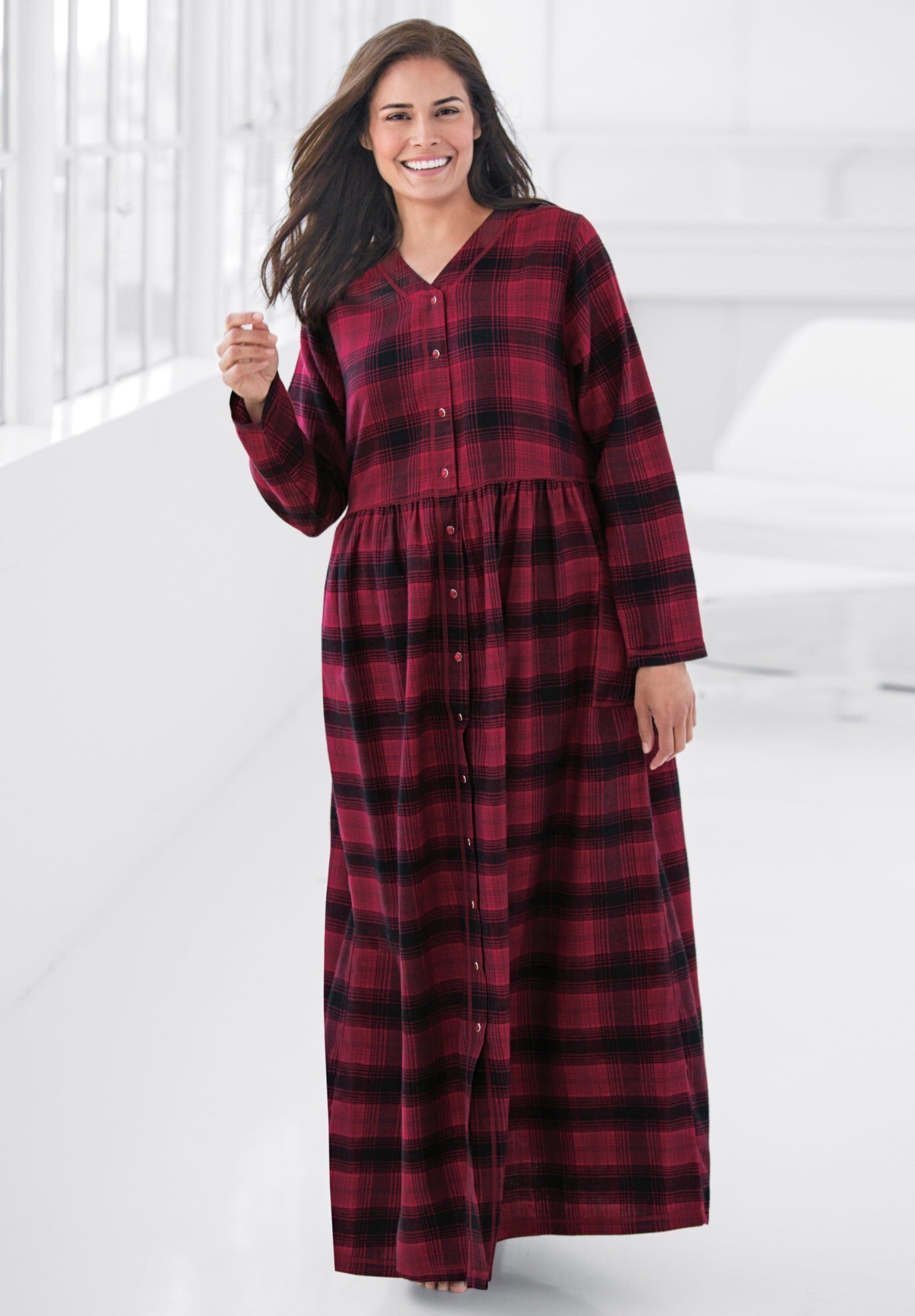 Flannel Plaid Lounger , RED TARTAN PLAID, hi-res image number 0