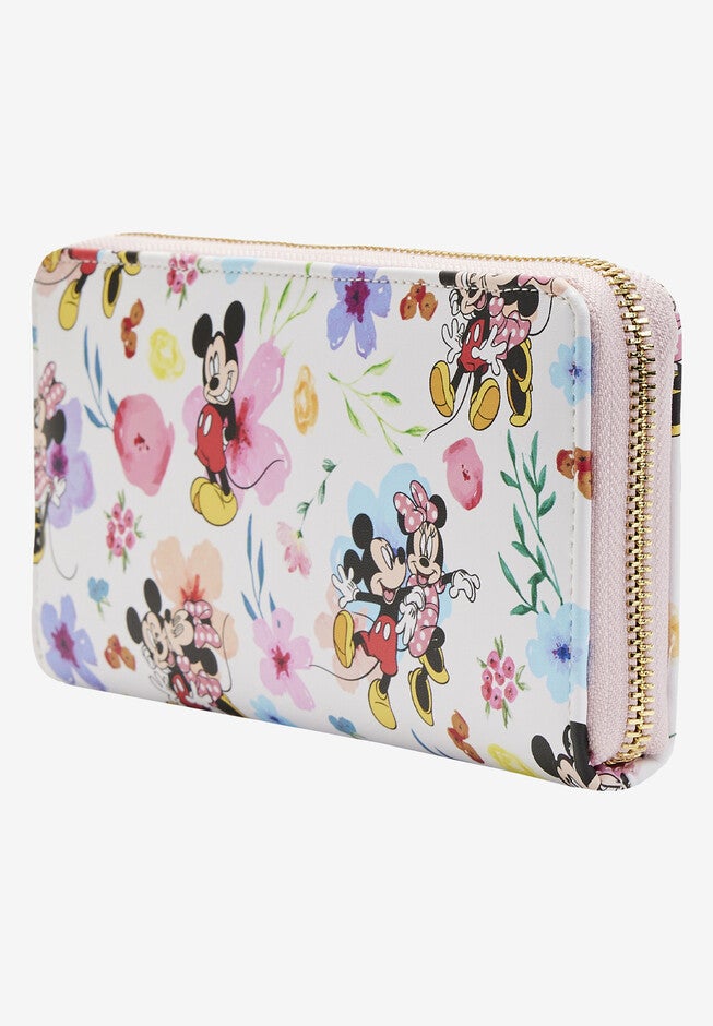 Loungefly X Disney Women'S Mickey & Minnie Mouse Floral Zip Around Wallet, , on-hover image number 1