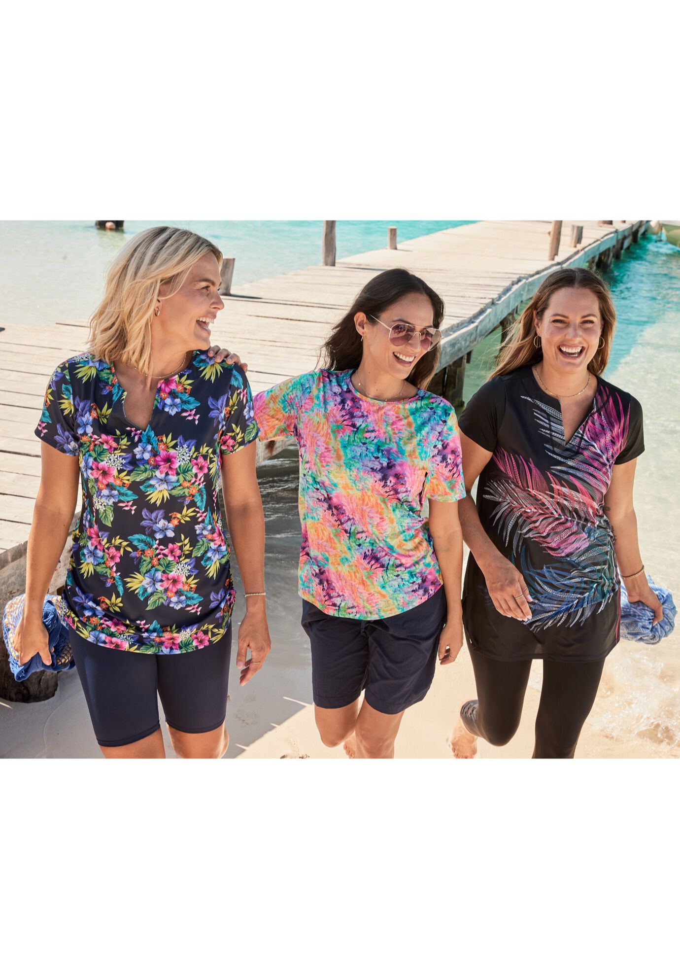 Longer Length Short-Sleeve Swim Tunic, , alternate image number 4