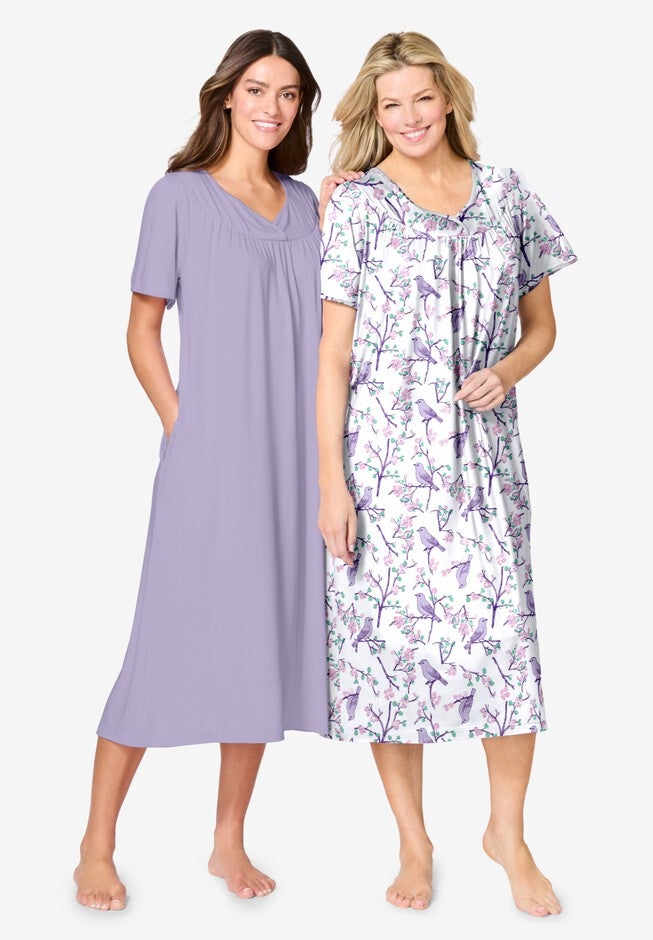 Only Necessities® 2-Pack Bib Gown, PALE LILAC SONGBIRD, hi-res image number null